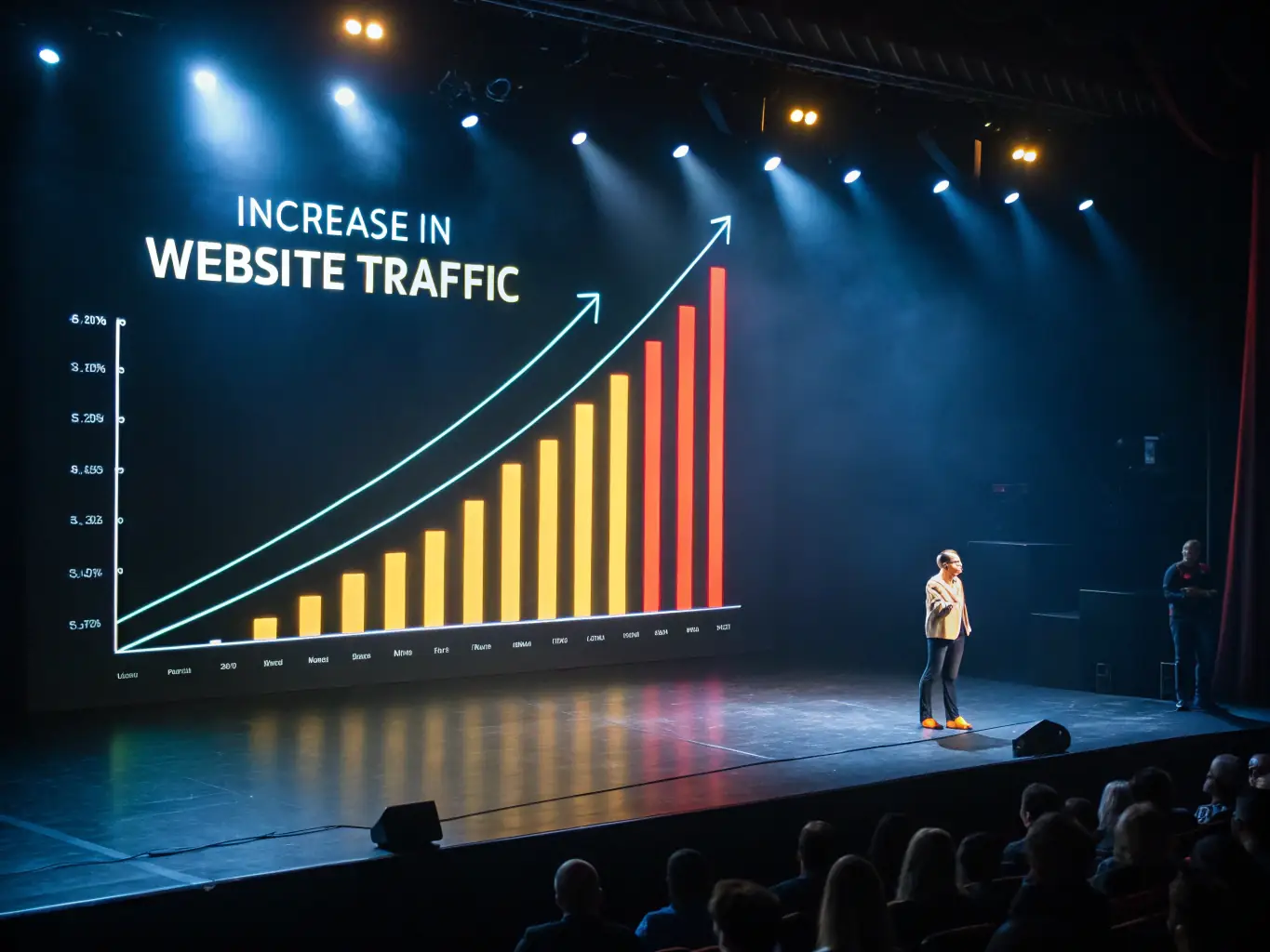 A graph showing positive ROI and increased website traffic, illustrating the measurable results and success achieved through Agentie SEO DMA's SEO strategies.
