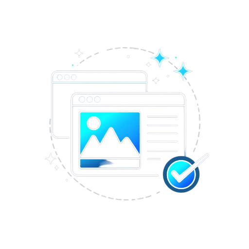 Icon interfață website cu cursor și bifă pentru web design premium și optimizare UX.