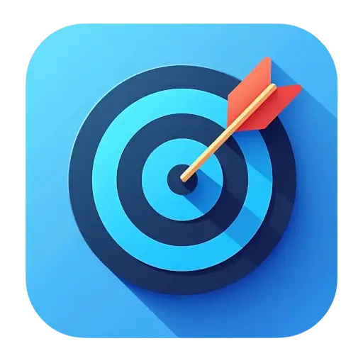 Icon țintă cu săgeată pentru strategie SEO personalizată și obiective clare